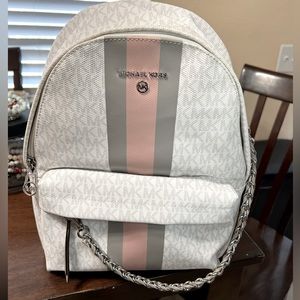 Michael Kors medium sized Slater backpack in white/grey/pink